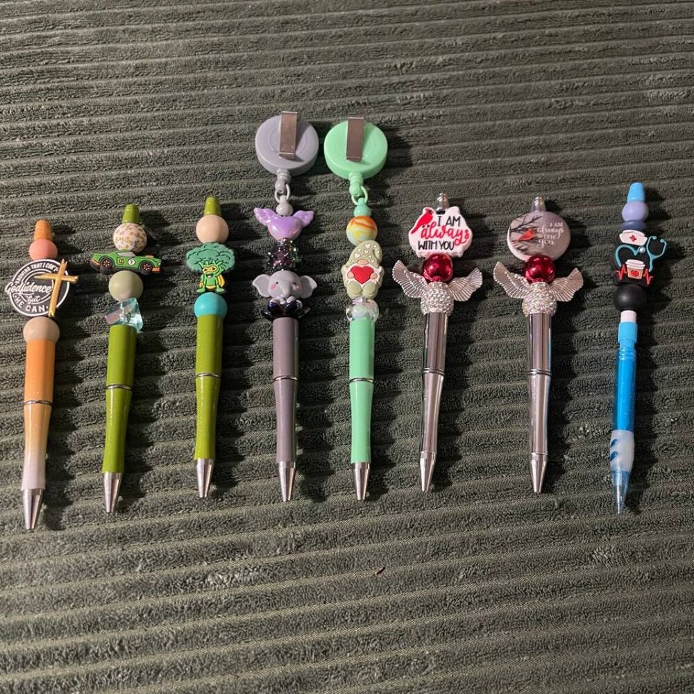 Beaded Ink Pens Retractable Reel Lead Pencil 8pcs